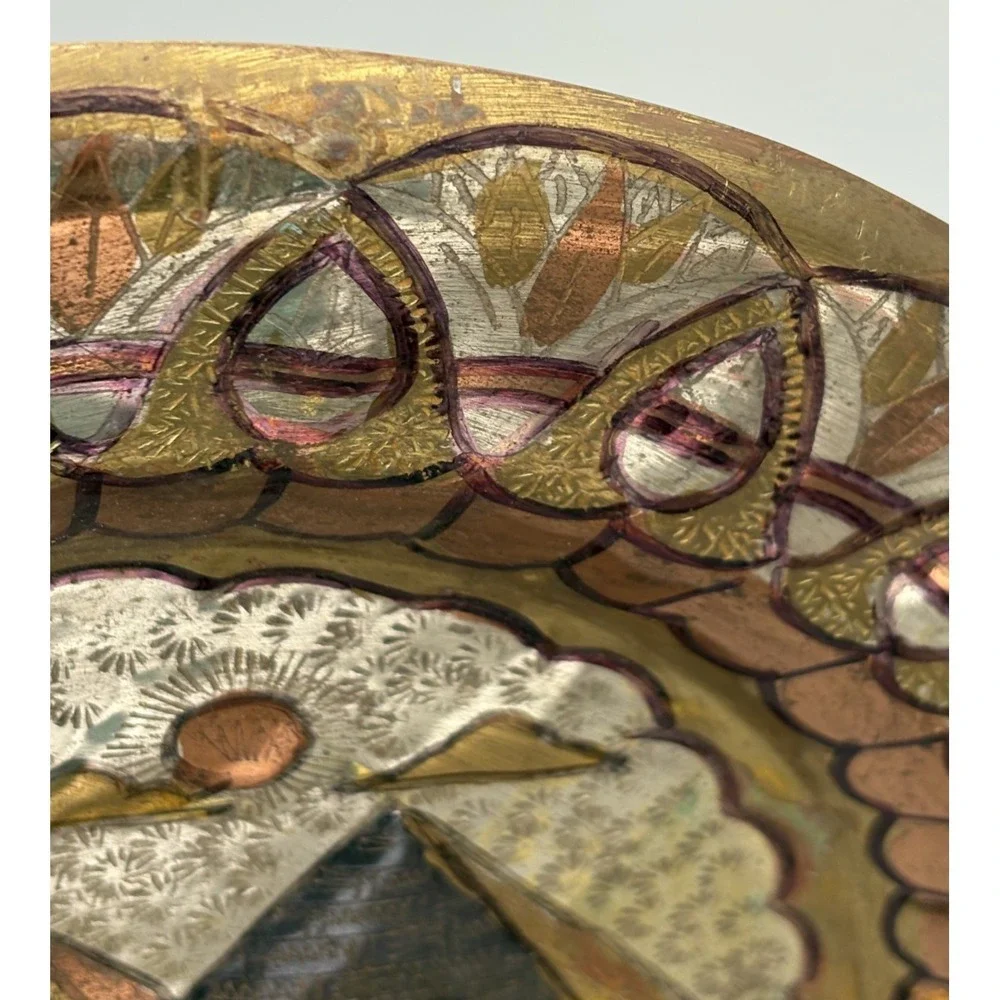 Vintage Copper Brass Hanging Wall Plate with PATINA 11.75